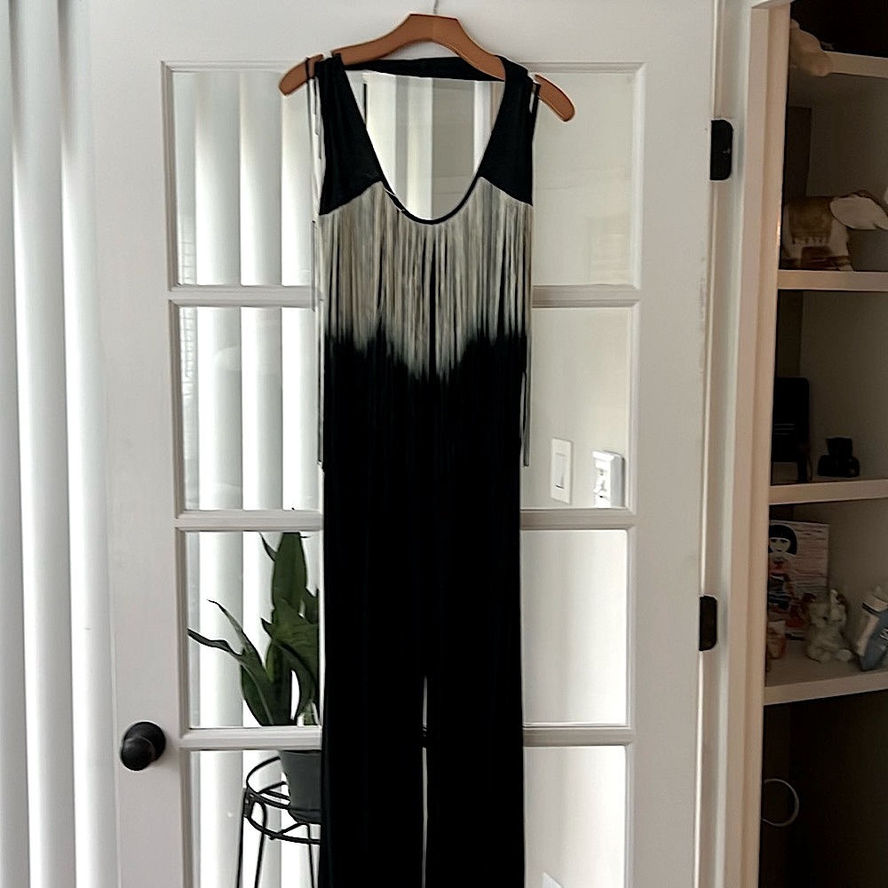 Black backless Bebe Jumpsuit with fringes! 🖤